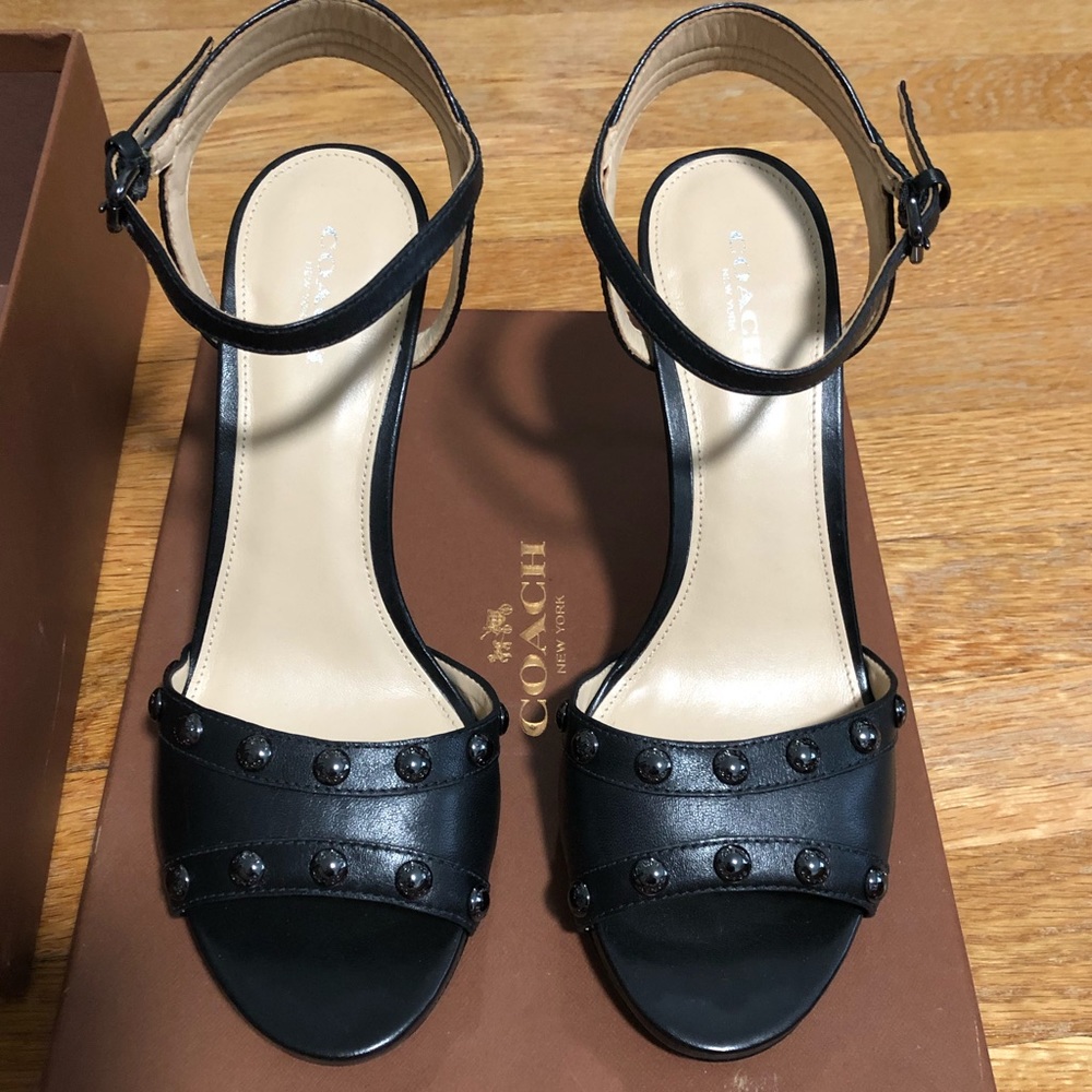 COACH JAVA SEMI MATTE CALF HEELS SIZE 8.5